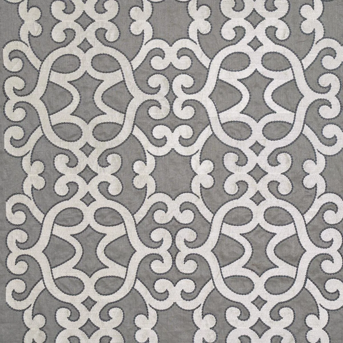 Schumacher 65180 Amboise Linen Embroidery Zinc fabric swatch