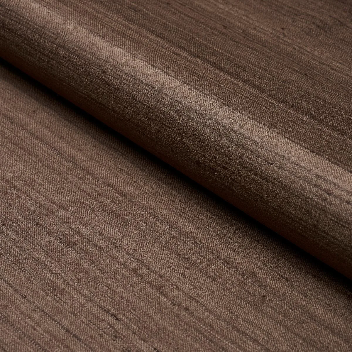 Schumacher 84072 Amir Handwoven Silk Casement Walnut fabric swatch