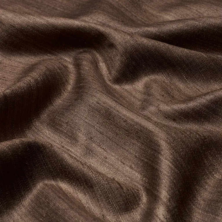 Schumacher 84072 Amir Handwoven Silk Casement Walnut fabric swatch