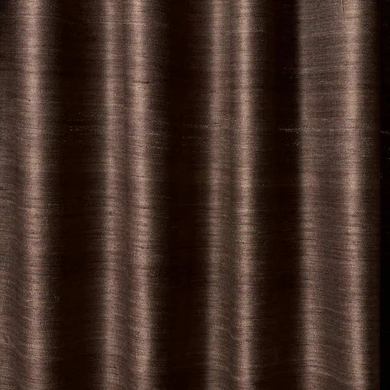 Schumacher 84072 Amir Handwoven Silk Casement Walnut fabric swatch