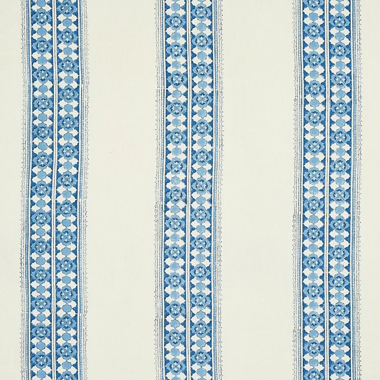 Schumacher 179371 Amira Hand-Block Print Indigo fabric swatch