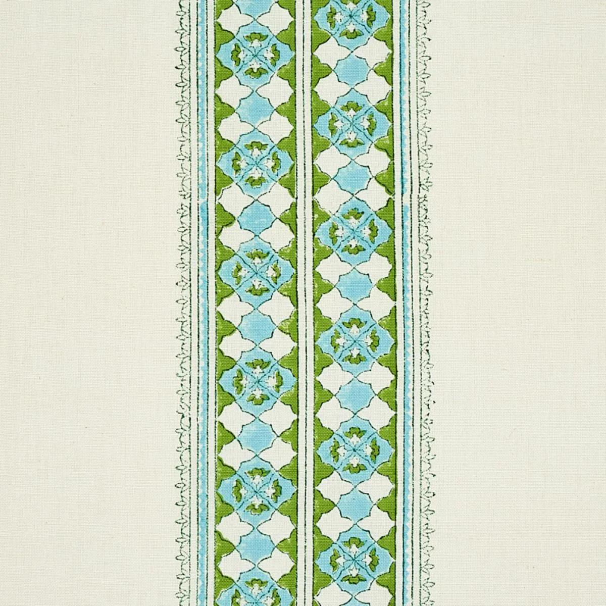 Schumacher 179370 Amira Hand-Block Print Leaf fabric swatch