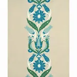 Schumacher 74141 Anagada Embroidery Peacock fabric swatch