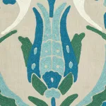 Schumacher 74141 Anagada Embroidery Peacock fabric swatch