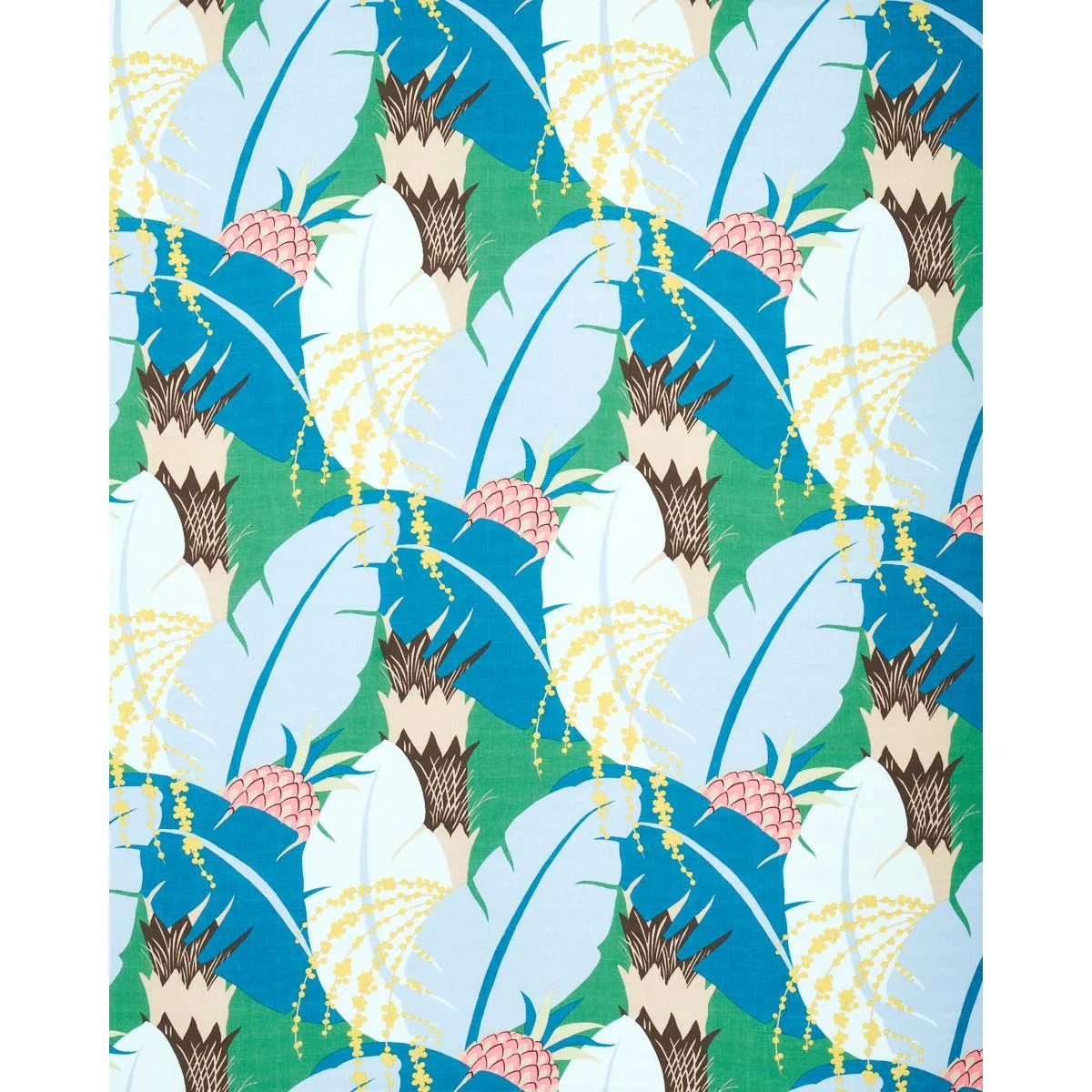 Schumacher 177541 Ananas Peacock fabric swatch