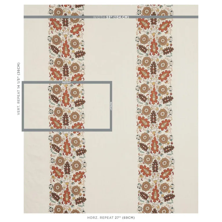 Schumacher 80751 Anatolia Embroidery Autumn fabric swatch