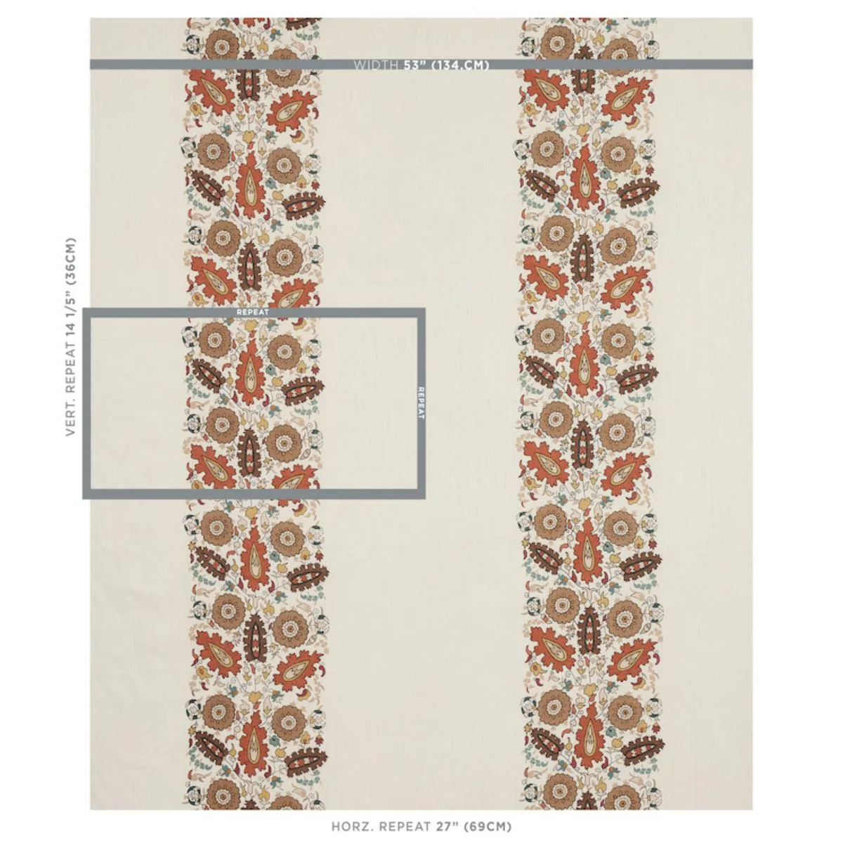 Schumacher 80751 Anatolia Embroidery Autumn fabric swatch