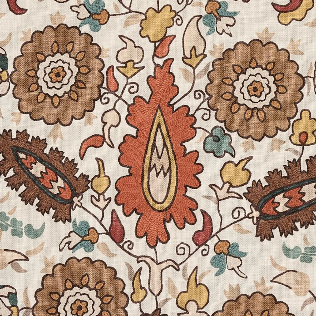 Schumacher 80751 Anatolia Embroidery Autumn fabric swatch