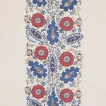 Schumacher 80750 Anatolia Embroidery Blue & Red fabric swatch