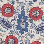 Schumacher 80750 Anatolia Embroidery Blue & Red fabric swatch