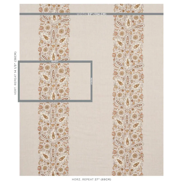 Schumacher 80752 Anatolia Embroidery Natural fabric swatch