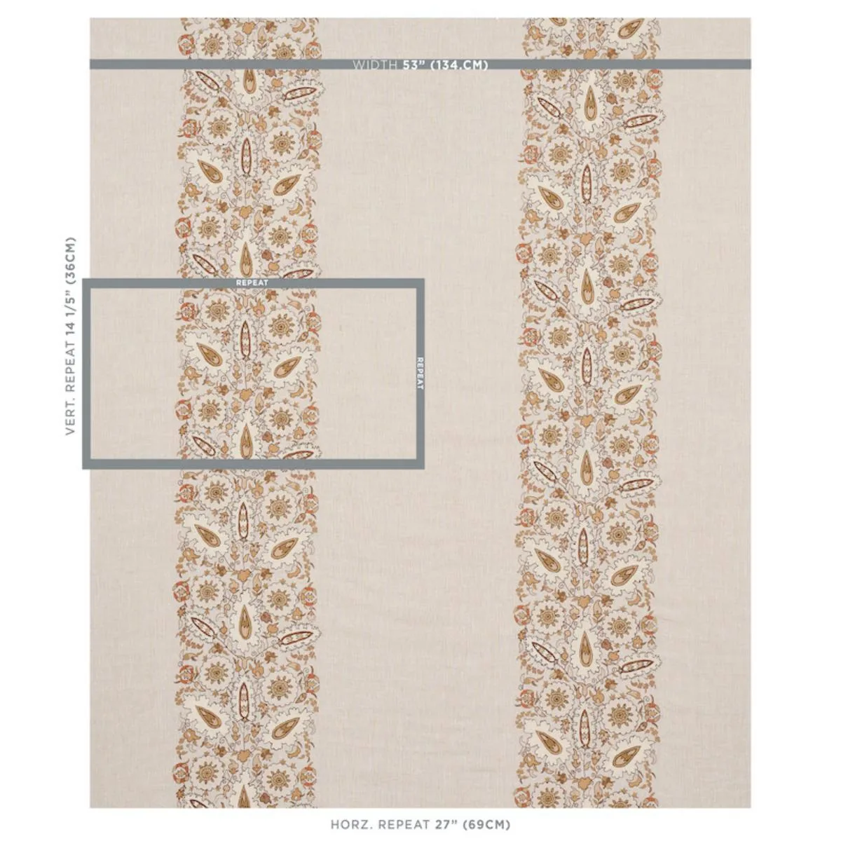 Schumacher 80752 Anatolia Embroidery Natural fabric swatch