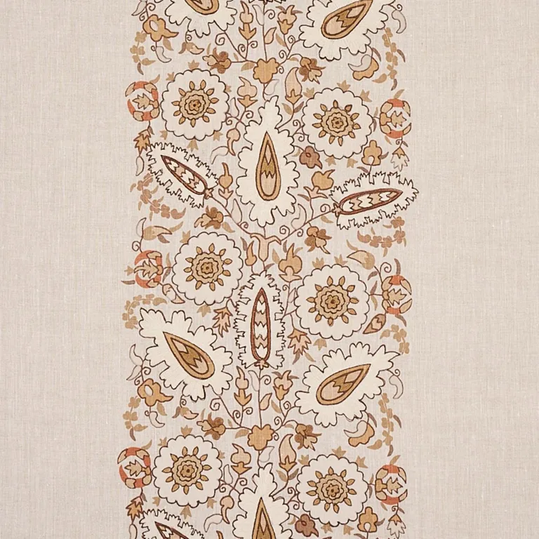 Schumacher 80752 Anatolia Embroidery Natural fabric swatch