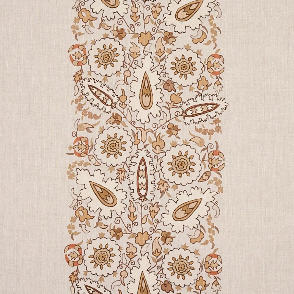 Schumacher 80752 Anatolia Embroidery Natural fabric swatch