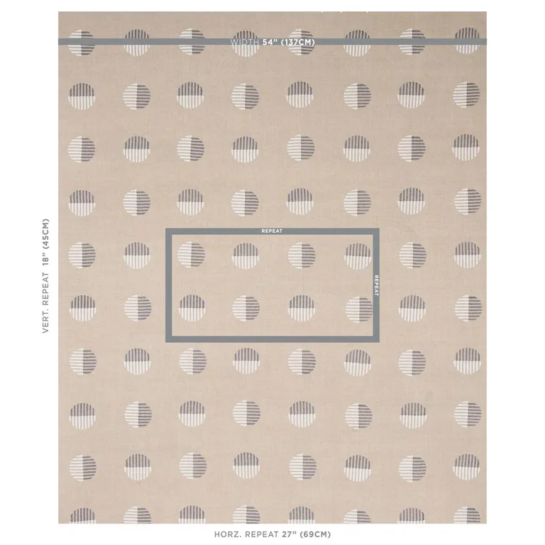 Schumacher 180002 Ando Hand Block Print Ivory & Charcoal On Natural fabric swatch