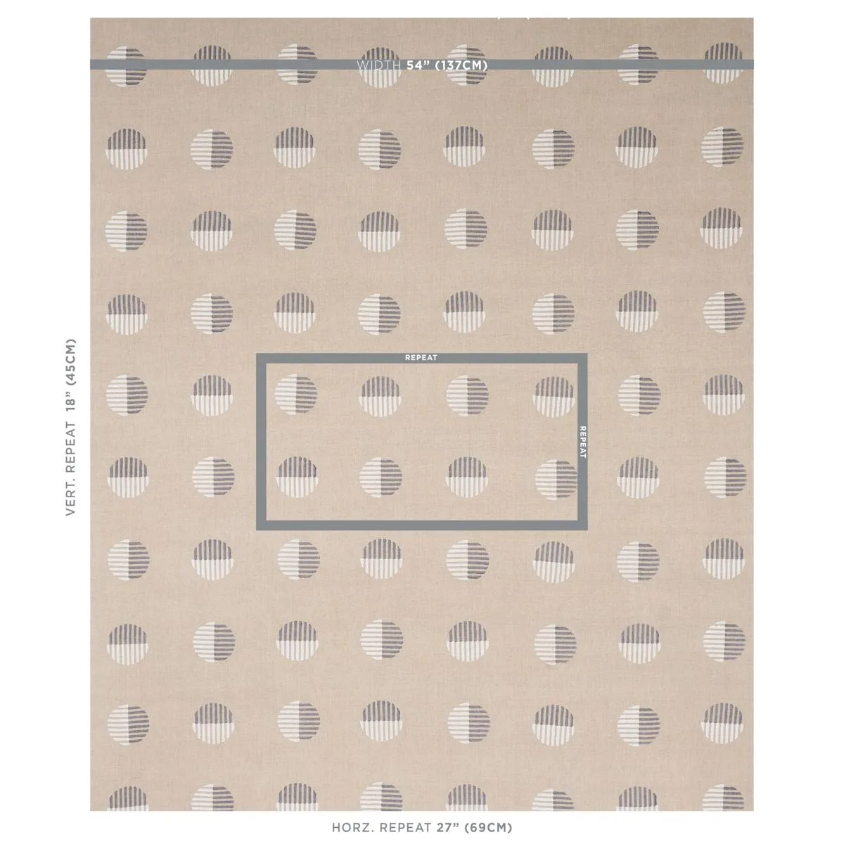 Schumacher 180002 Ando Hand Block Print Ivory & Charcoal On Natural fabric swatch