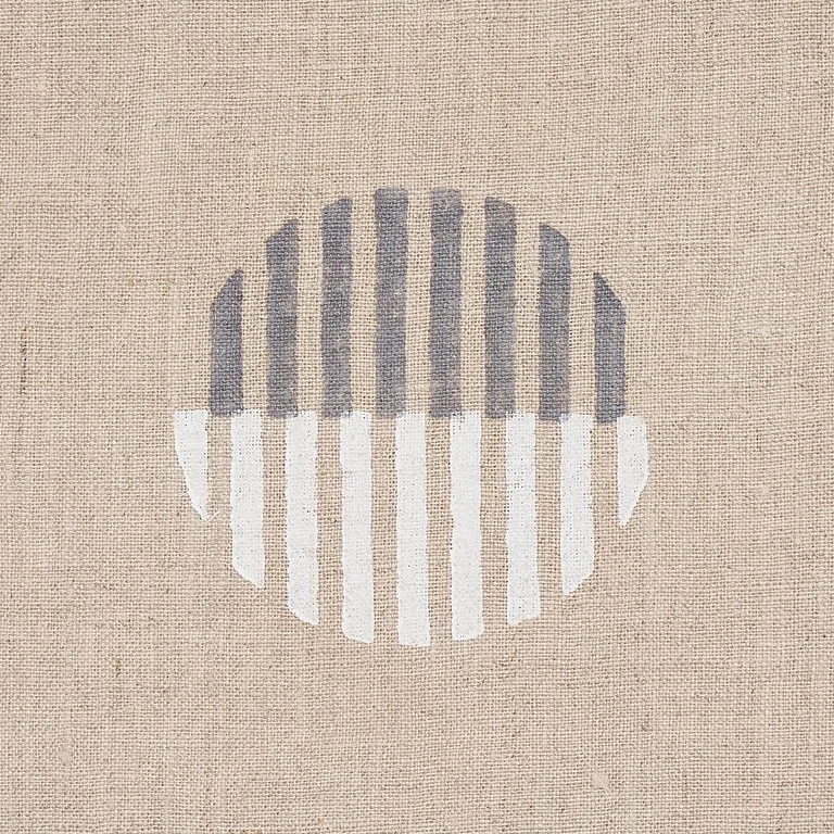 Schumacher 180002 Ando Hand Block Print Ivory & Charcoal On Natural fabric swatch
