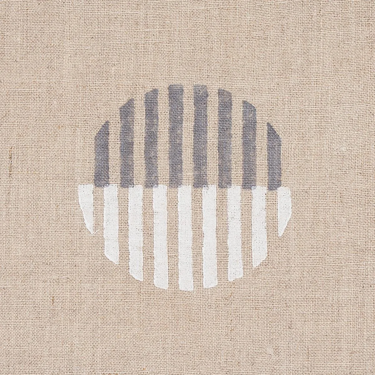 Schumacher 180002 Ando Hand Block Print Ivory & Charcoal On Natural fabric swatch