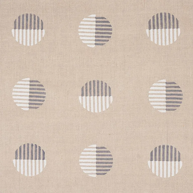 Schumacher 180002 Ando Hand Block Print Ivory & Charcoal On Natural fabric swatch
