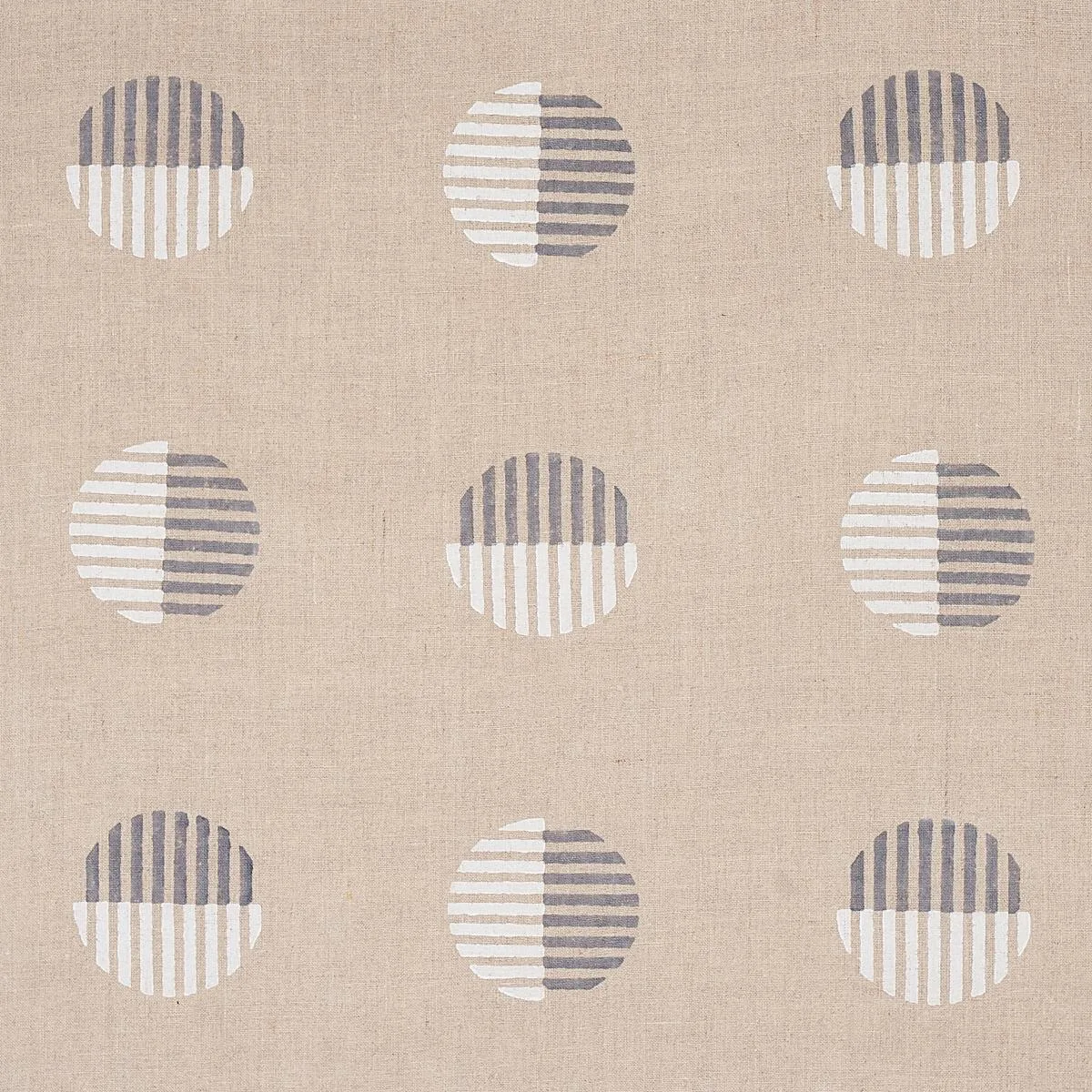 Schumacher 180002 Ando Hand Block Print Ivory & Charcoal On Natural fabric swatch