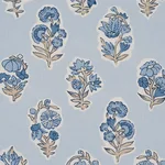 Schumacher 182892 Anessa Hand-Screen Print Blue fabric swatch