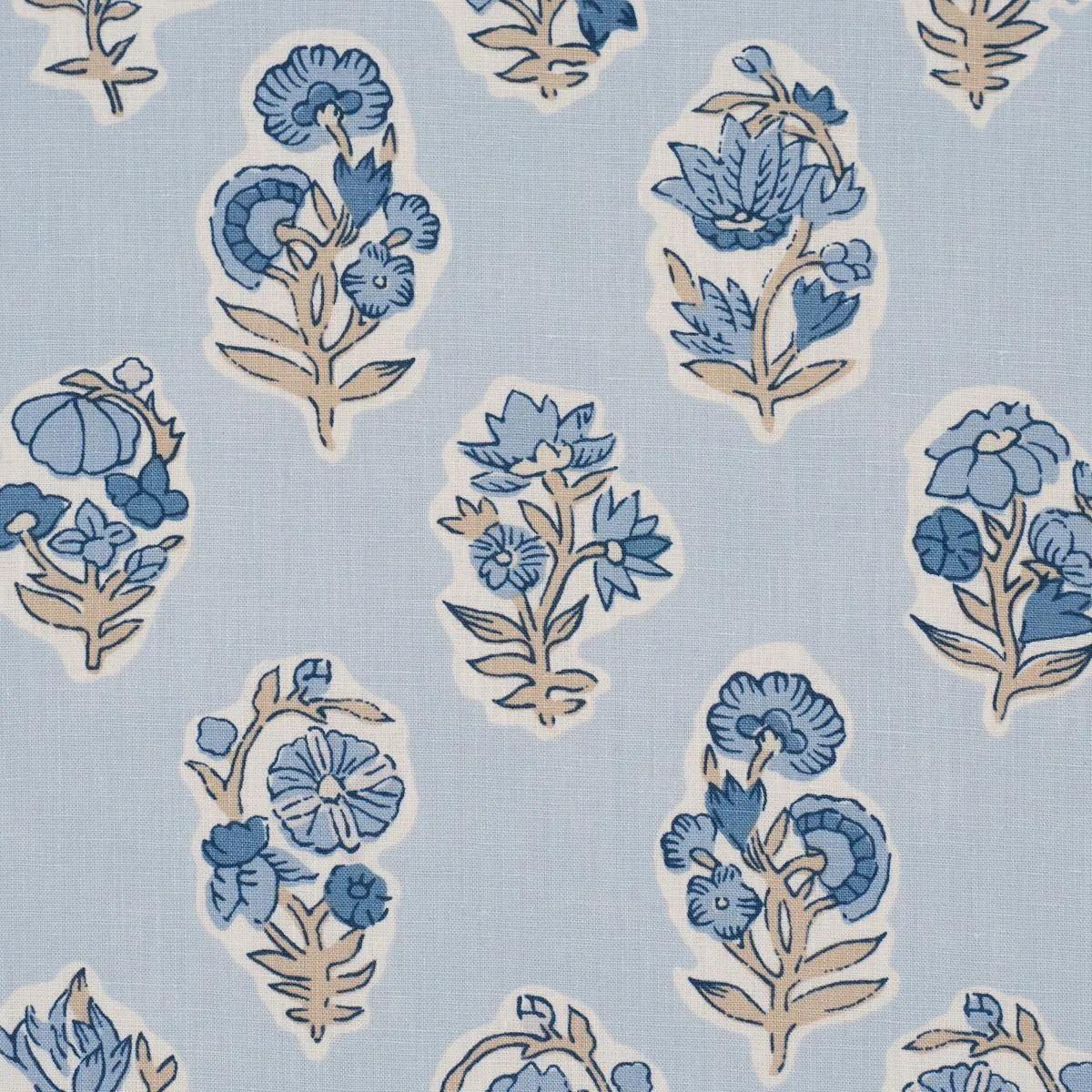 Schumacher 182892 Anessa Hand-Screen Print Blue fabric swatch