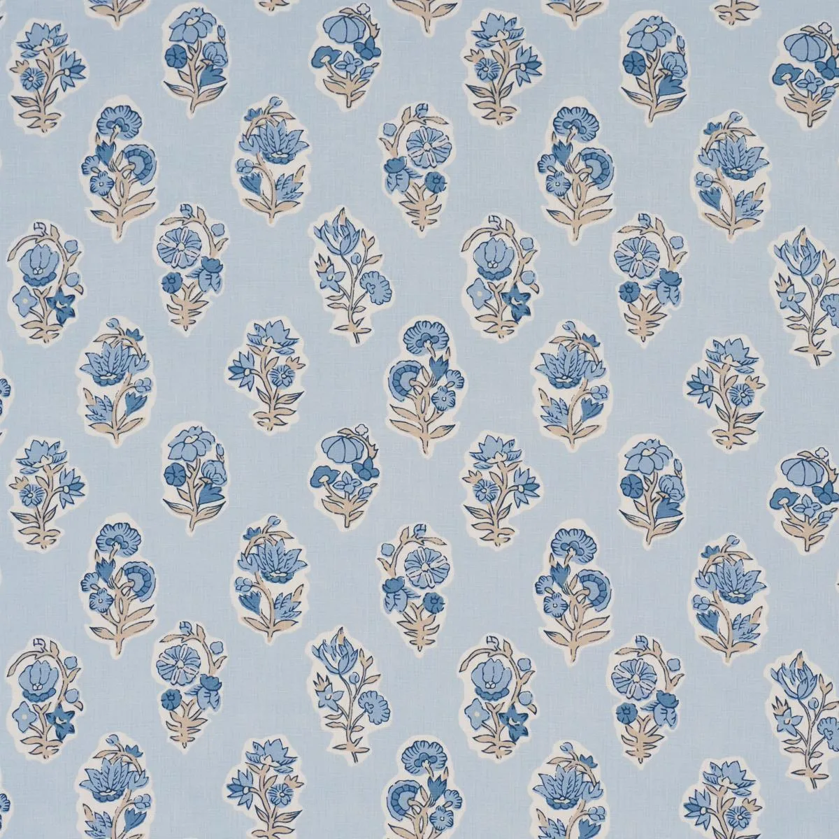 Schumacher 182892 Anessa Hand-Screen Print Blue fabric swatch