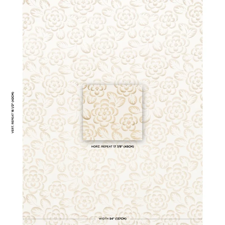 Schumacher 180870 Angelica Floral Champagne & Ivory fabric swatch