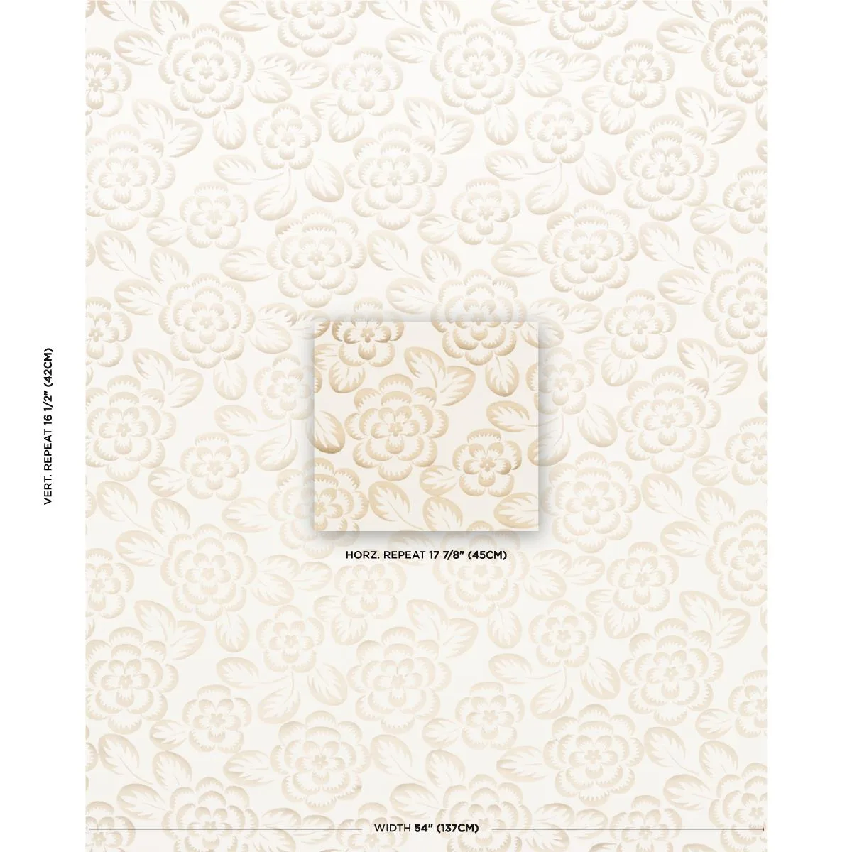 Schumacher 180870 Angelica Floral Champagne & Ivory fabric swatch