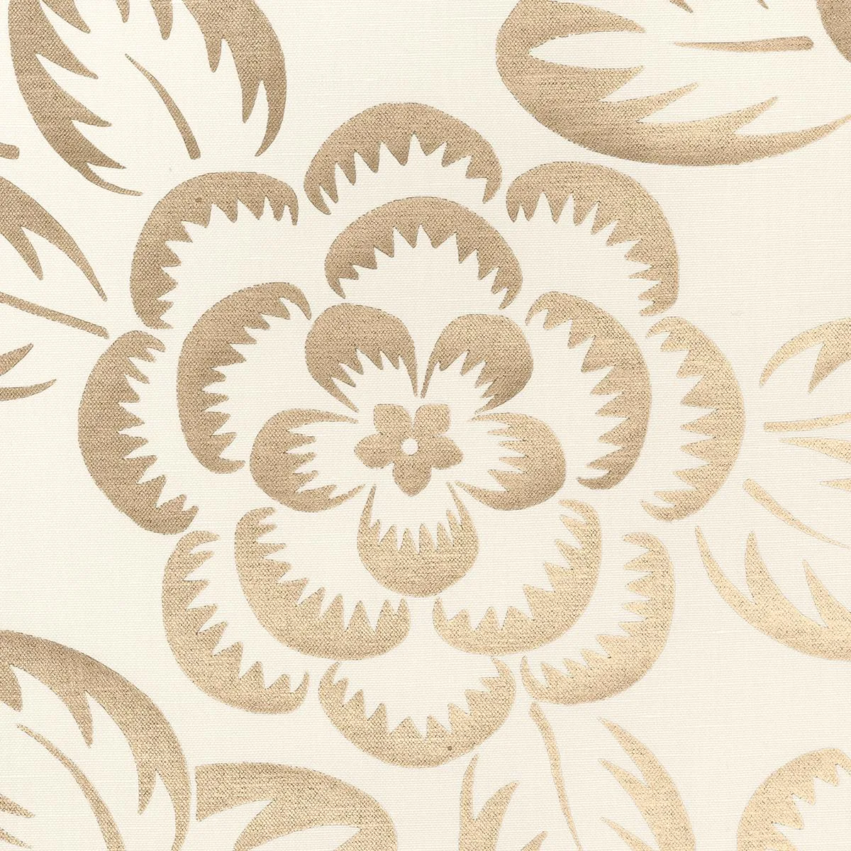 Schumacher 180870 Angelica Floral Champagne & Ivory fabric swatch