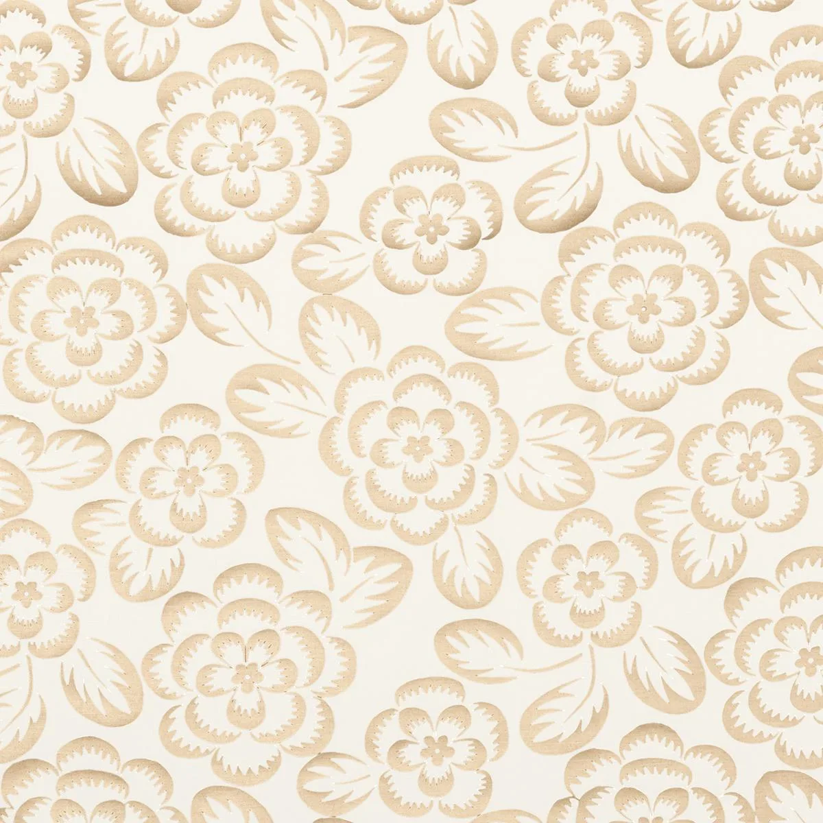 Schumacher 180870 Angelica Floral Champagne & Ivory fabric swatch