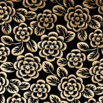 Schumacher 180871 Angelica Floral Gold & Noir fabric swatch