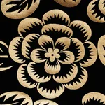 Schumacher 180871 Angelica Floral Gold & Noir fabric swatch