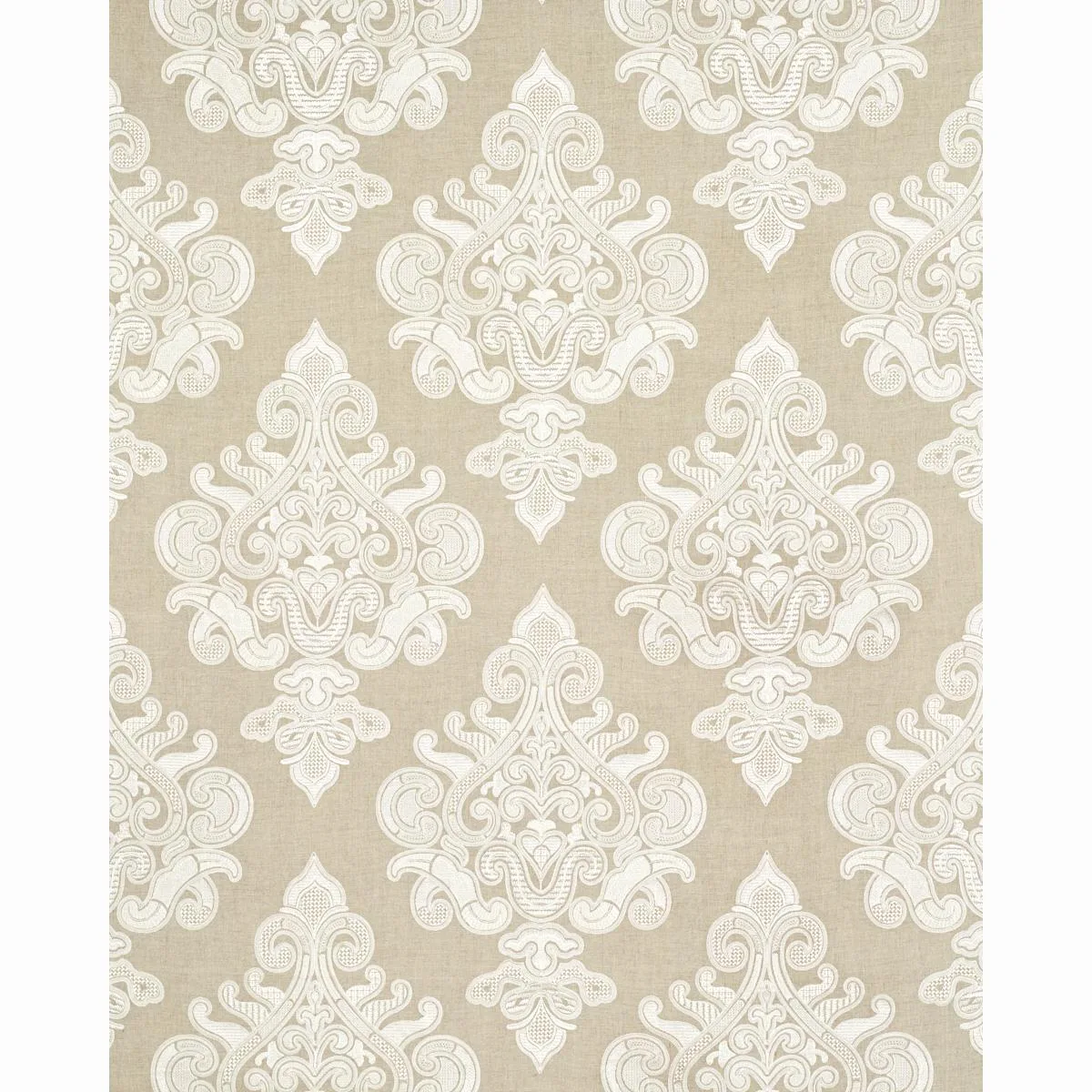 Schumacher 67581 Angkor Embroidery Linen fabric swatch