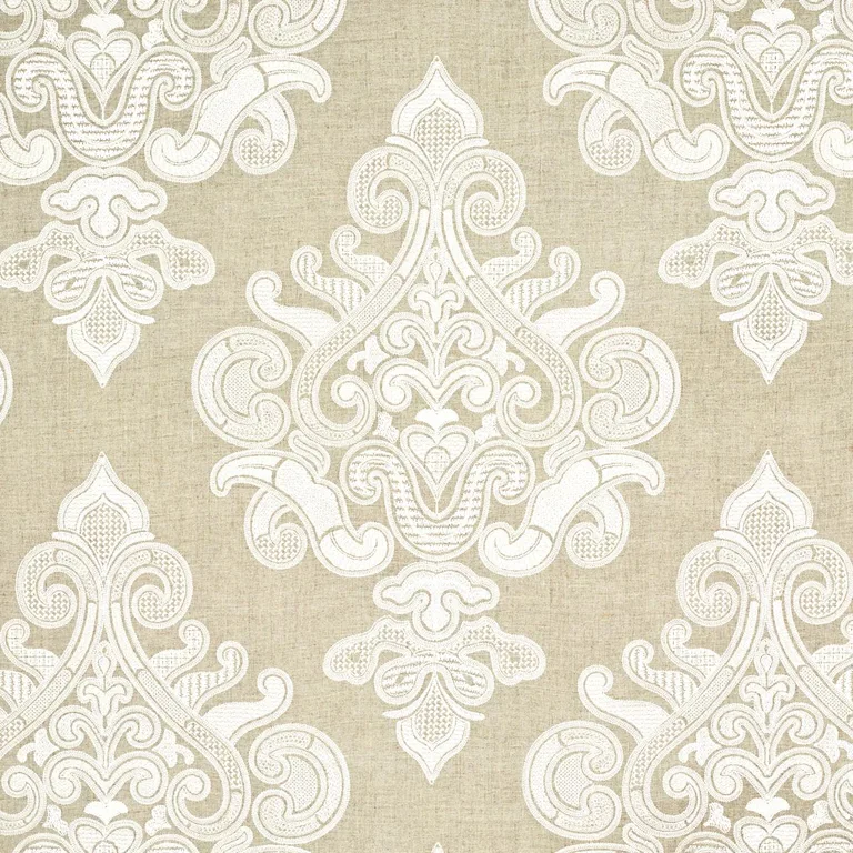 Schumacher 67581 Angkor Embroidery Linen fabric swatch