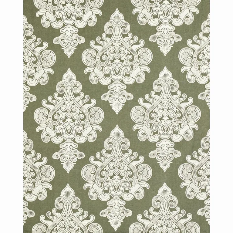 Schumacher 67580 Angkor Embroidery Peat fabric swatch