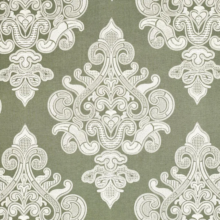 Schumacher 67580 Angkor Embroidery Peat fabric swatch