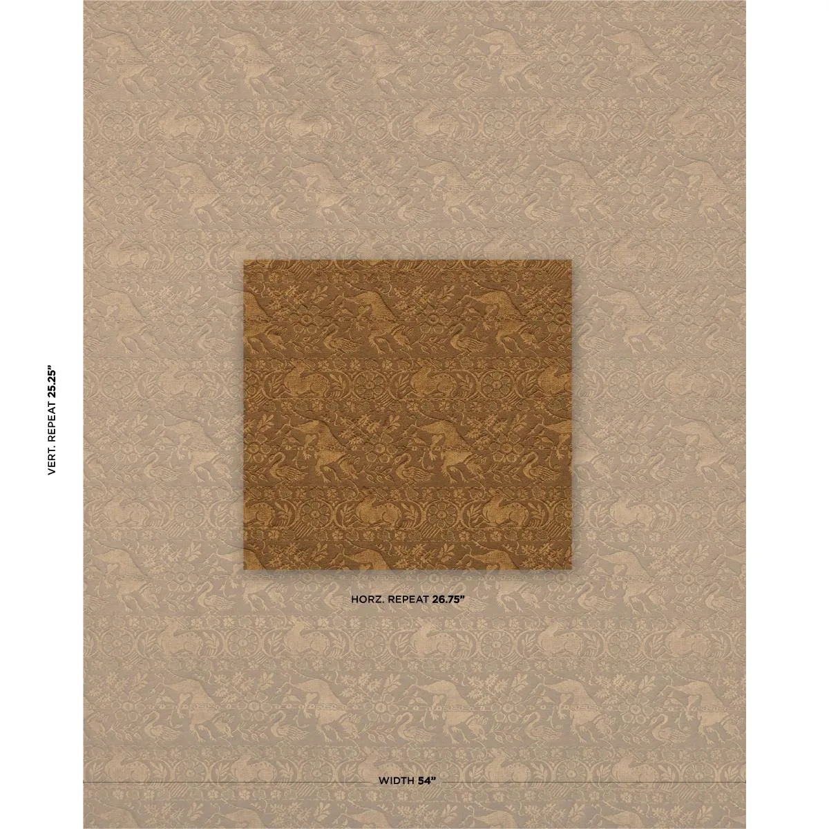 Schumacher 83122 Animali Bronze fabric swatch