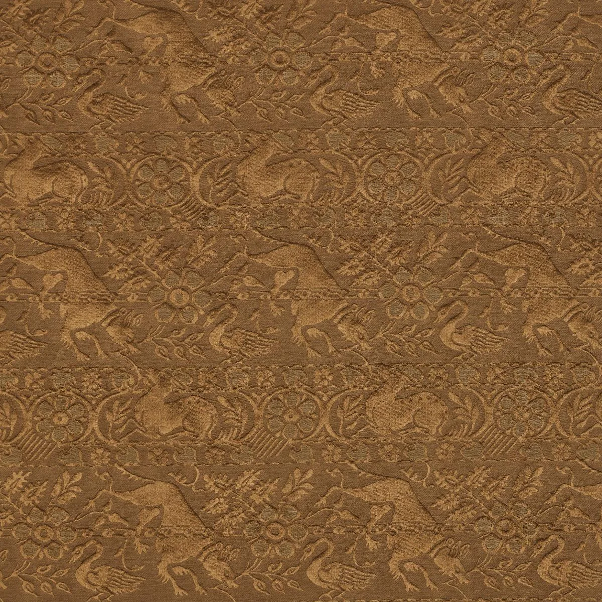 Schumacher 83122 Animali Bronze fabric swatch