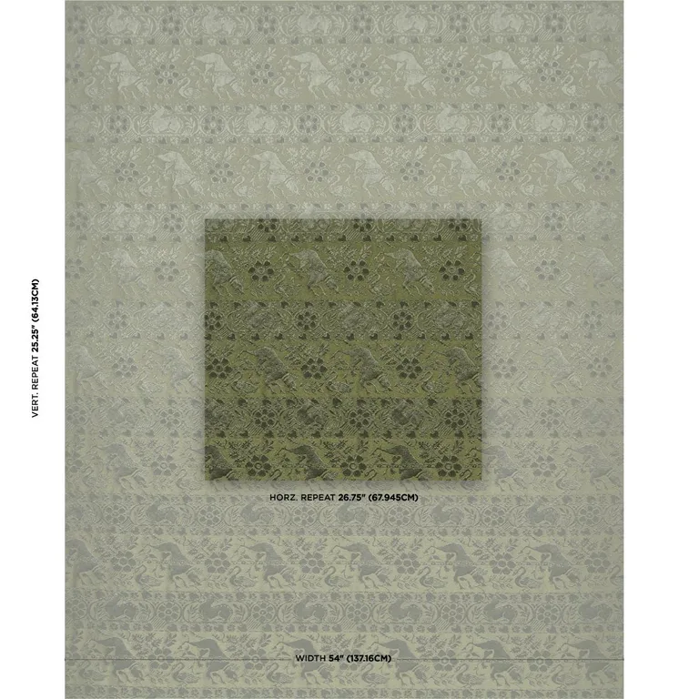 Schumacher 83123 Animali Moss fabric swatch