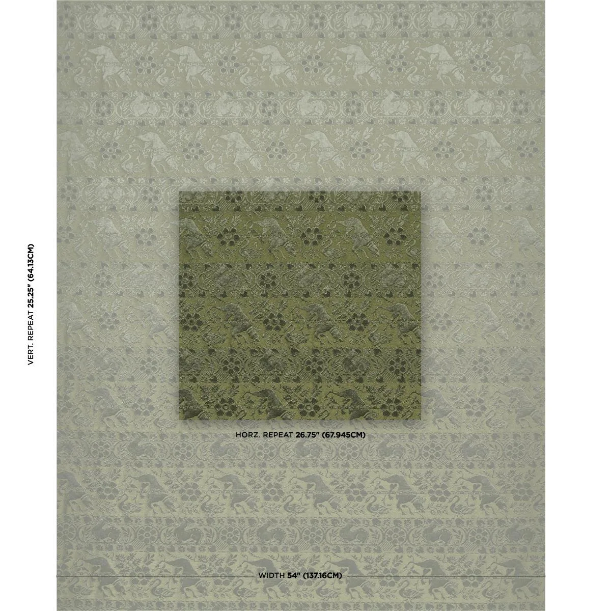 Schumacher 83123 Animali Moss fabric swatch