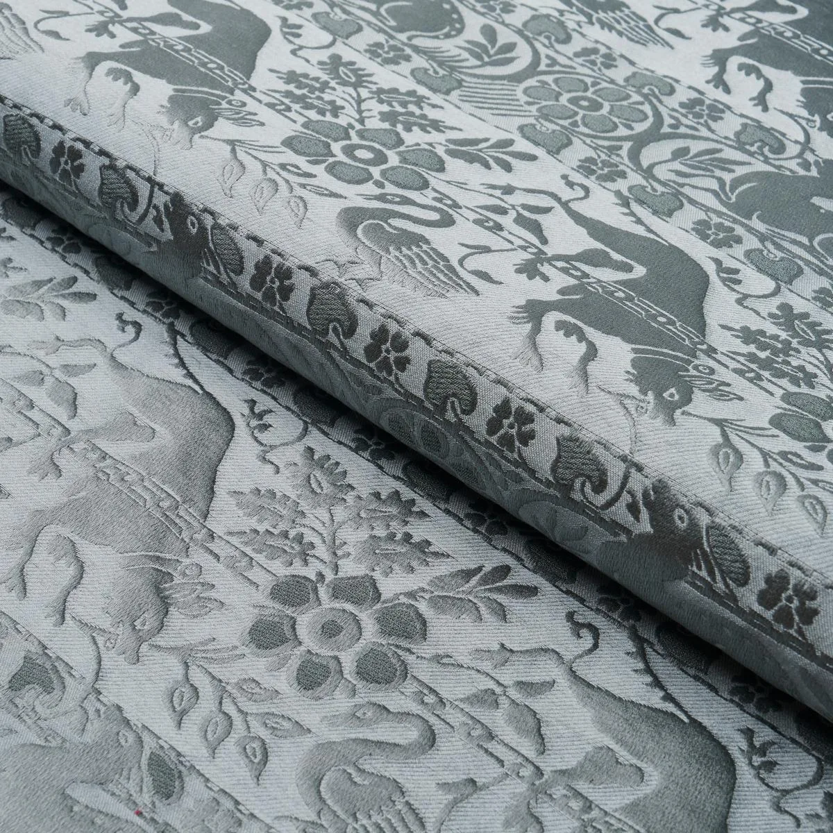Schumacher 83120 Animali Slate Blue fabric swatch