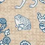Schumacher 178320 Animalia Blue & Natural fabric swatch
