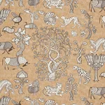 Schumacher 178322 Animalia Carbon & Sienna fabric swatch