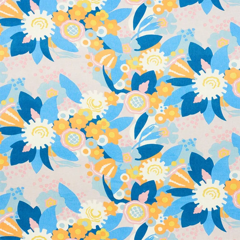 Schumacher 179070 Anita Lilac & Orange fabric swatch