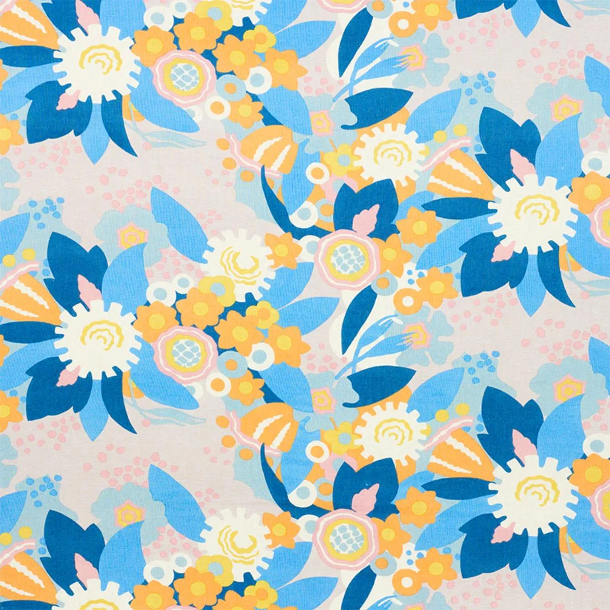 Schumacher 179070 Anita Lilac & Orange fabric swatch