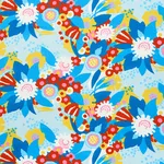 Schumacher 179071 Anita Sky & Red fabric swatch