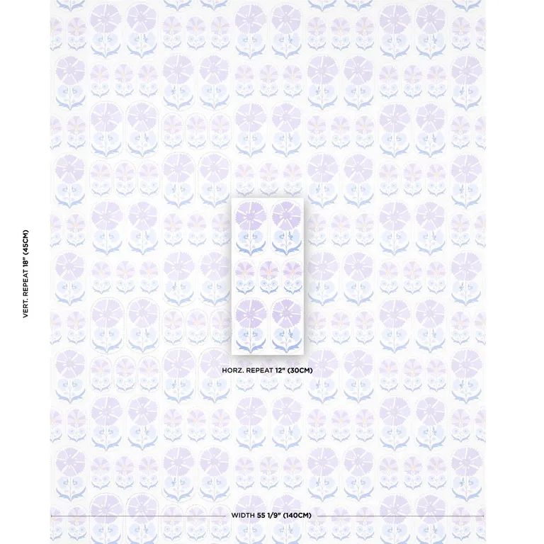Schumacher 180482 Anjuna Floral Linen Print Lilac fabric swatch