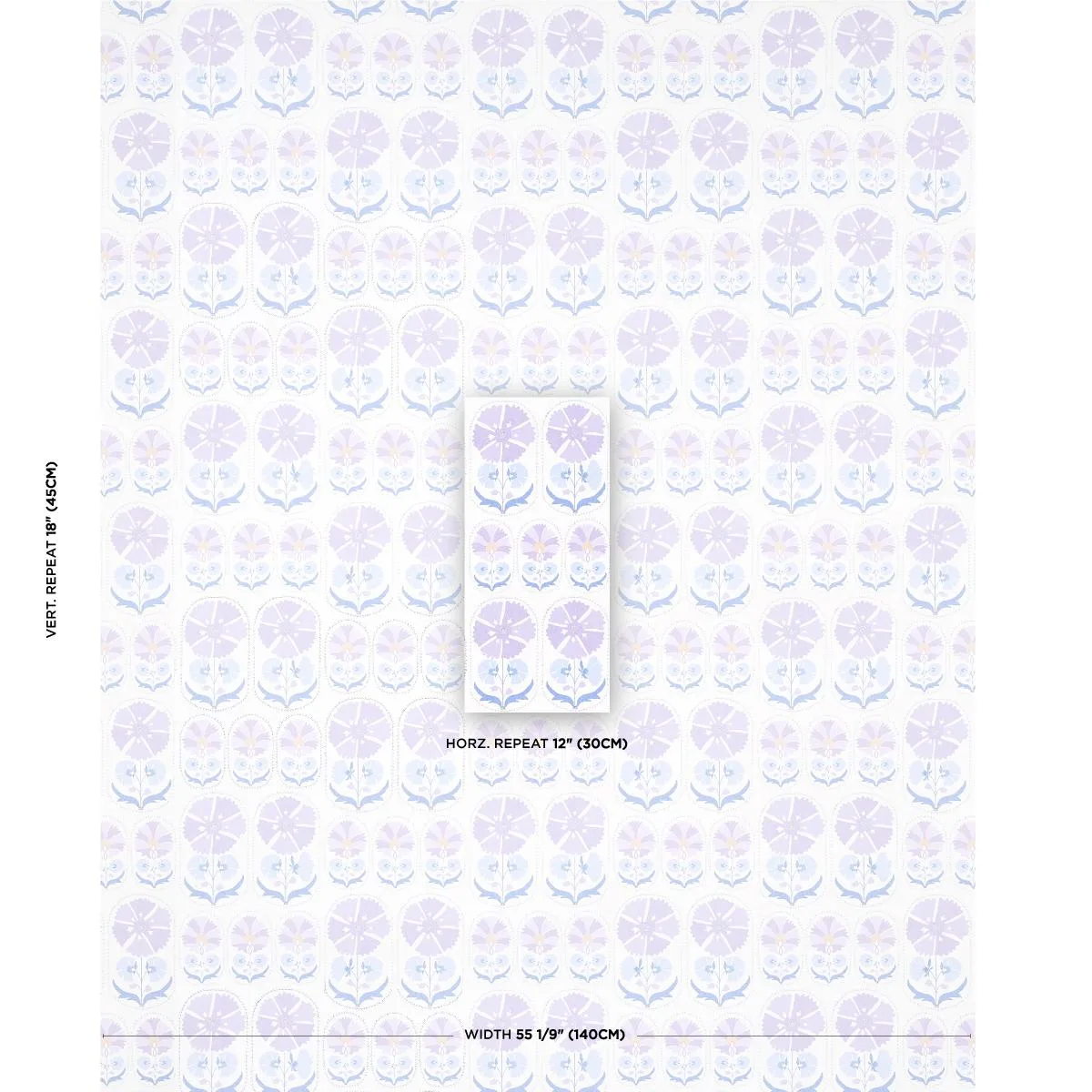 Schumacher 180482 Anjuna Floral Linen Print Lilac fabric swatch