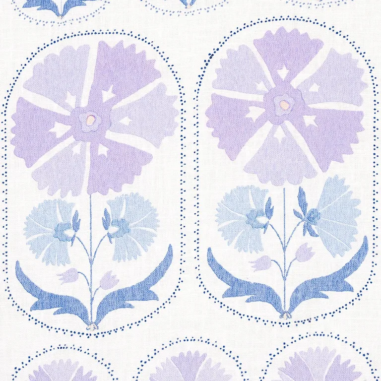 Schumacher 180482 Anjuna Floral Linen Print Lilac fabric swatch